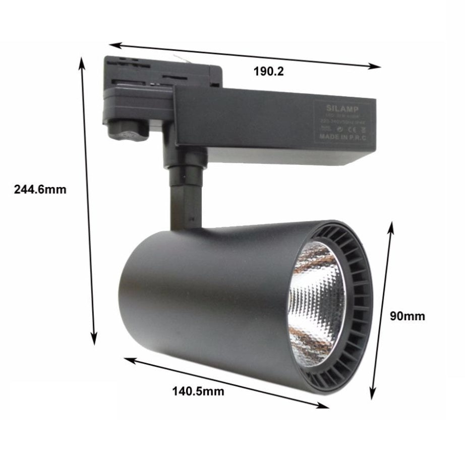 Spot LED sur Rail 30W COB 80° Triphasé NOIR