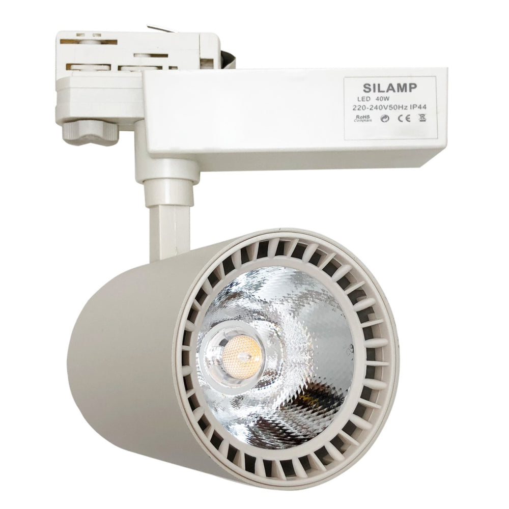 Spot LED sur Rail 40W 80° COB Triphasé BLANC