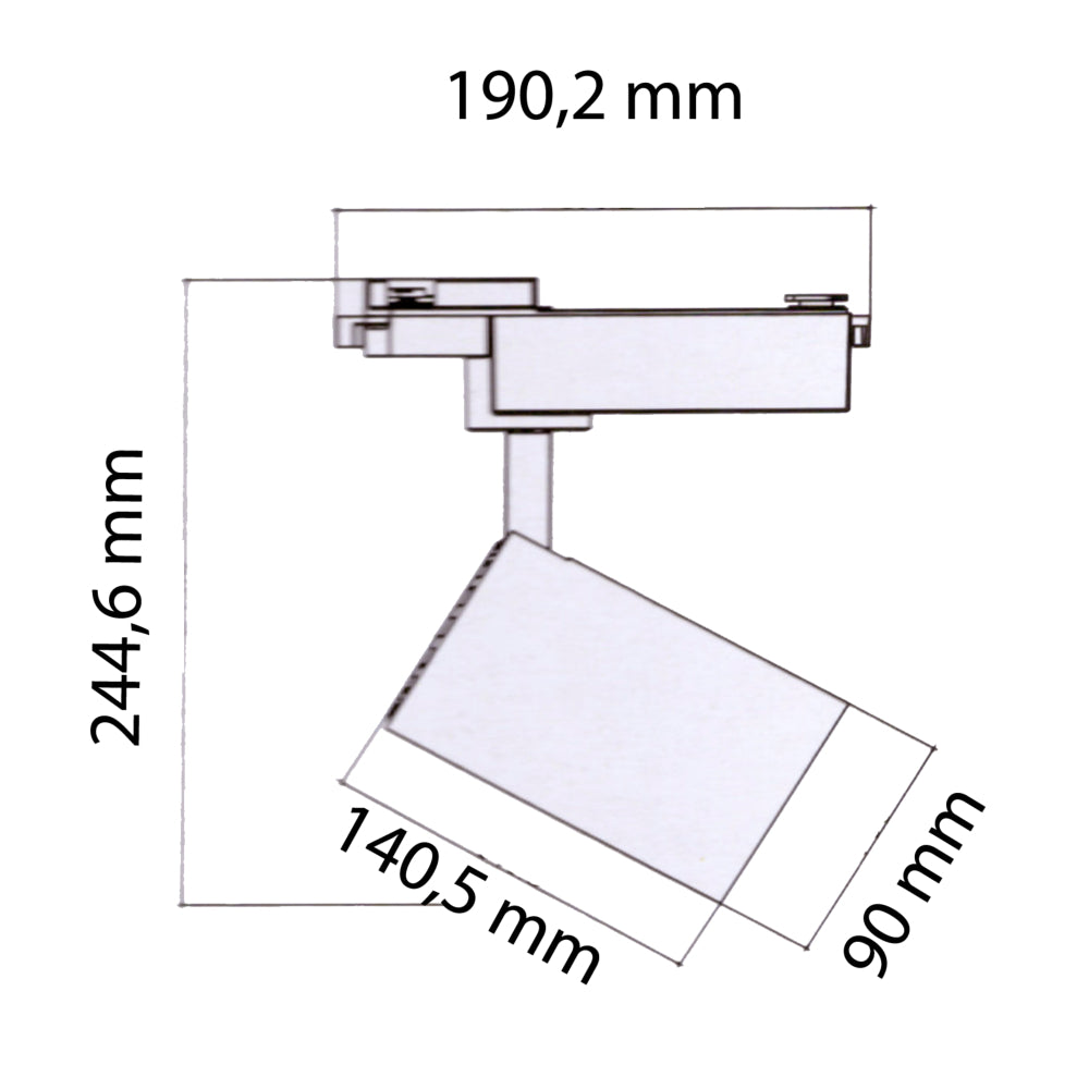 Spot LED sur Rail 30W 80° Monophasé BLANC