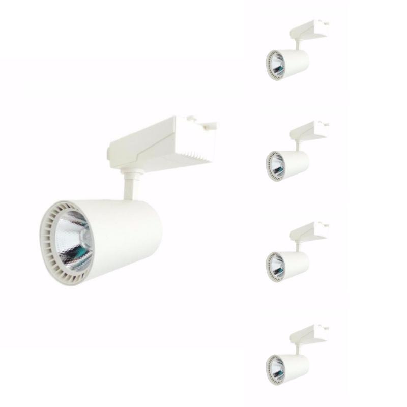 Spot LED sur Rail 30W 80° Monophasé BLANC (Pack de 5)