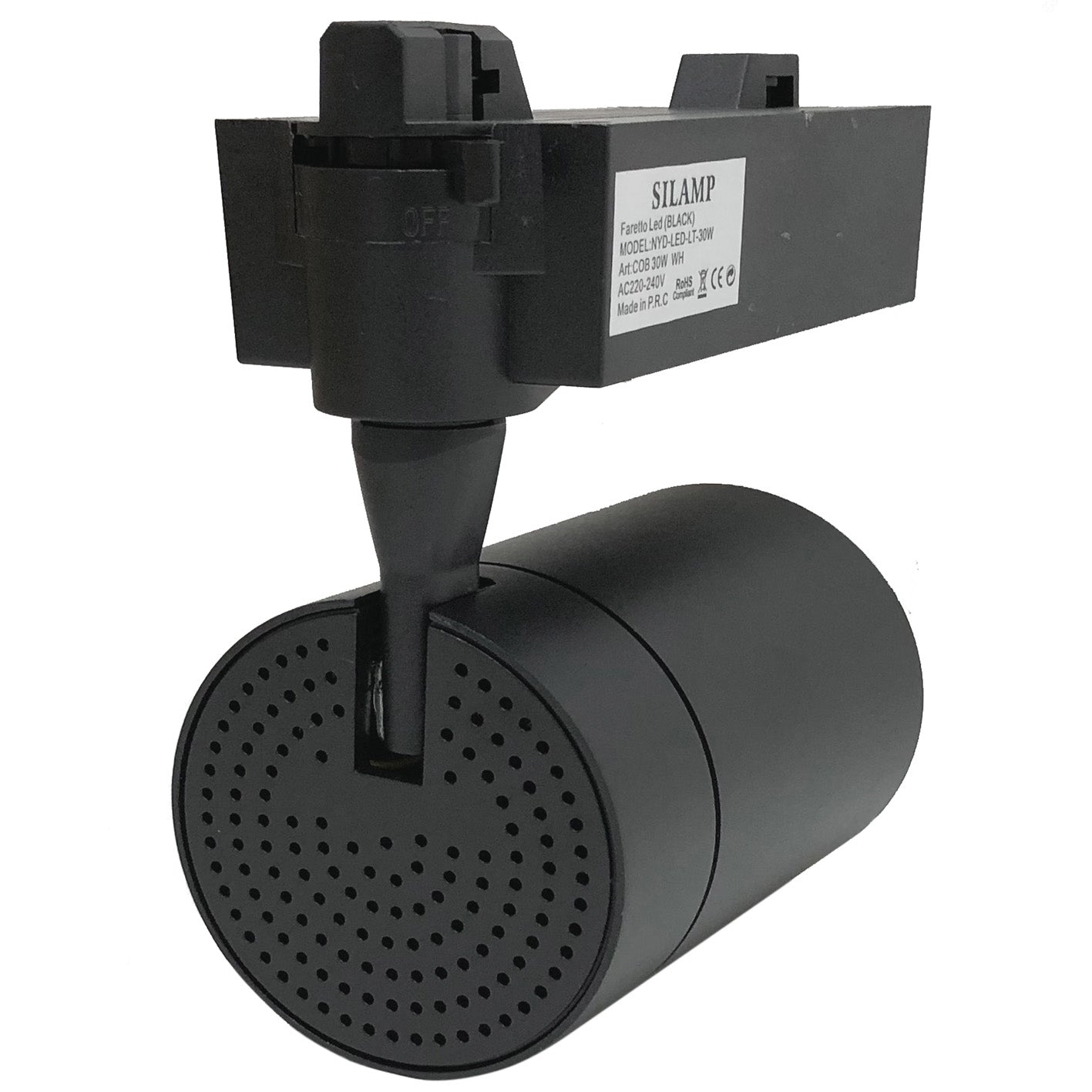 Spot LED sur Rail 30W 80° COB Monophasé NOIR