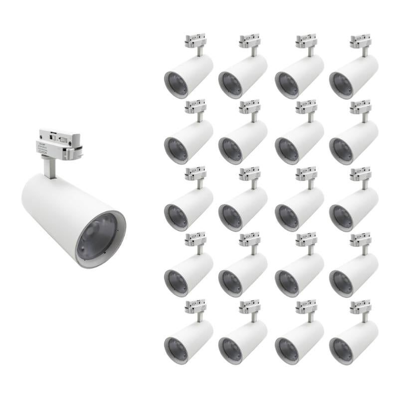 Spot LED sur Rail 30W 60° Monophasé BLANC (Pack de 20)