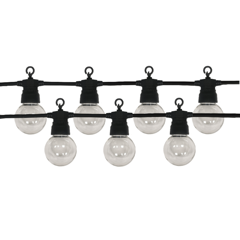 Guirlande Guinguette LED 13M 20pcs 6W IP65 Monocouleur - Câble Noir - Silamp France