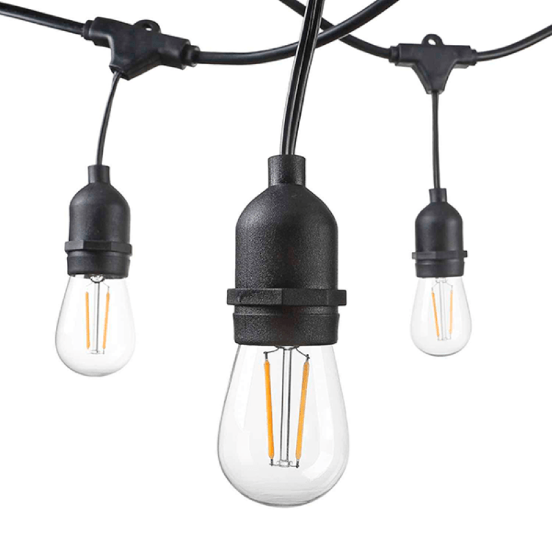 Guirlande Guinguette LED 15M IP65 pour 15 Ampoules E27 Suspendues (non fournies) - Silamp France