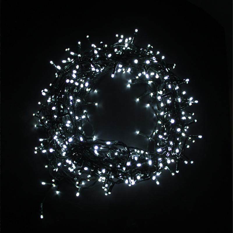 Guirlande LED 220V 25M IP44 500 LED - Blanc Froid Câble Vert (+transfo)