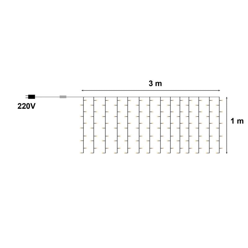 Guirlande LED Rideaux 140LED 220V 3m IP44 8 modes - Blanc Froid - Silamp France