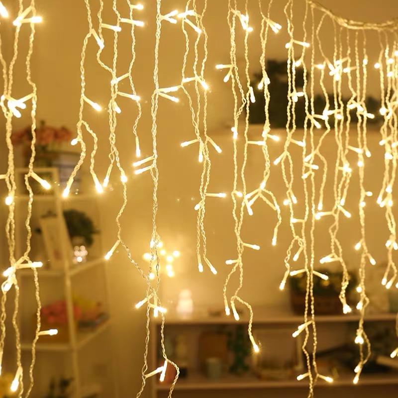 Guirlande LED Rideaux 220V 6M IP44 360 LED - Blanc Chaud (+transfo) - Silamp France