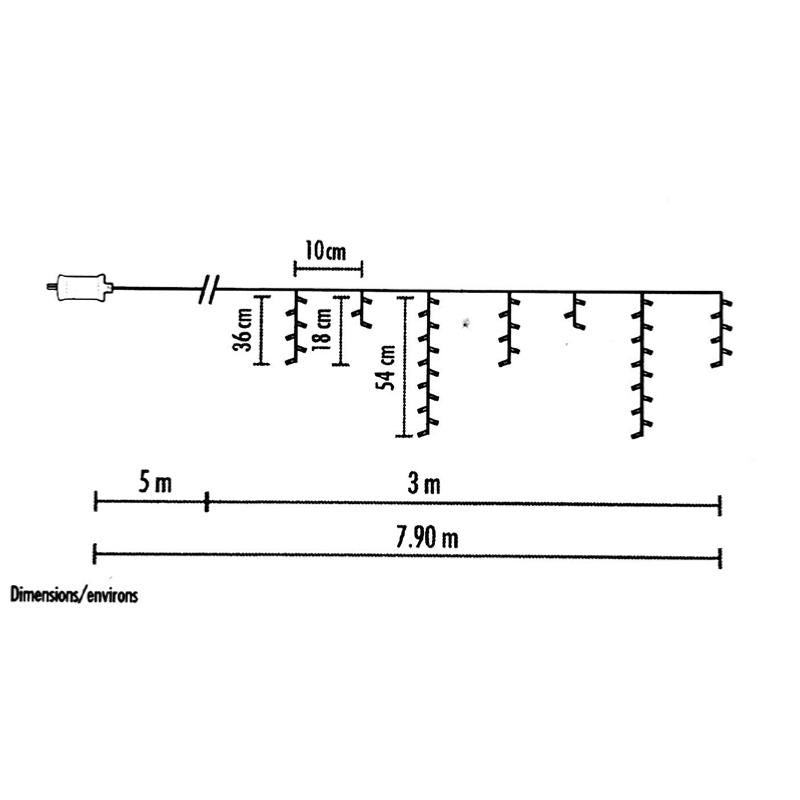 Guirlande Rideau stalactite 180LED IP44 3M avec timer - Blanc Froid