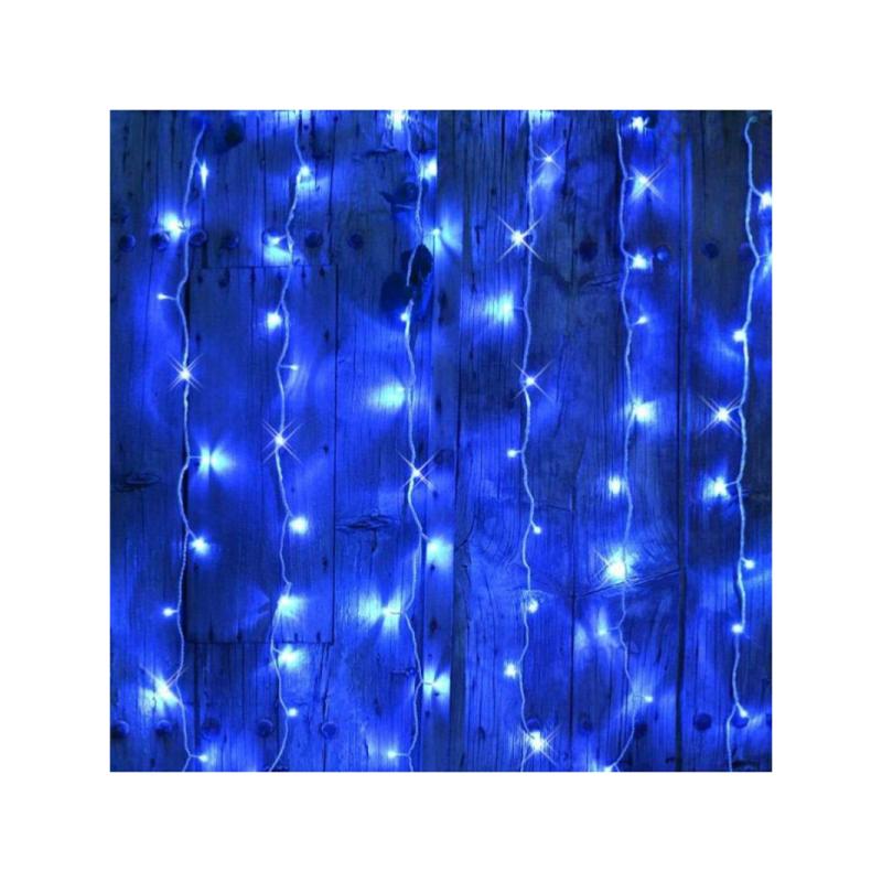 Guirlande Rideau stalactite 180LED IP44 3M avec timer - BLEU