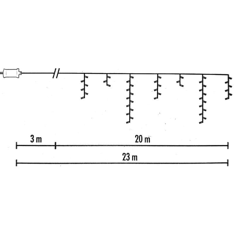 Guirlande Rideau stalactite 480LED IP44 20M avec timer - Blanc Chaud