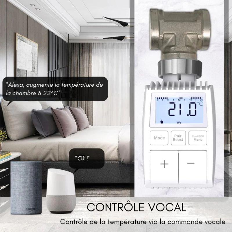 Kit de 2 Têtes Thermostatiques Connectées Universelle avec Ecran LCD + Passerelle ZigBee - Silamp France