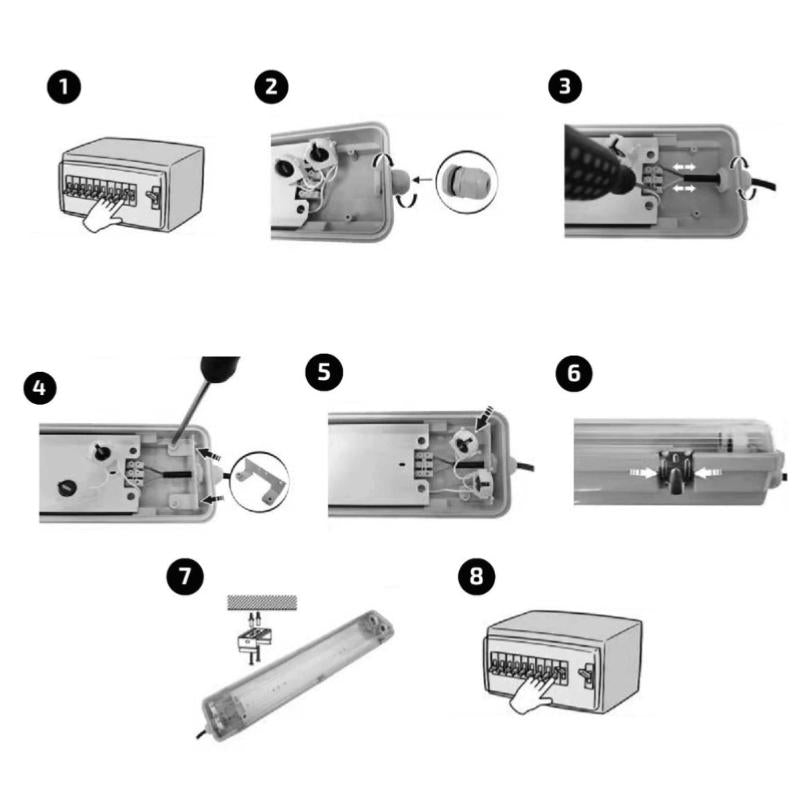 Kit de Réglette LED Etanche + Tube Néon LED 150cm T8 50W - Silamp France