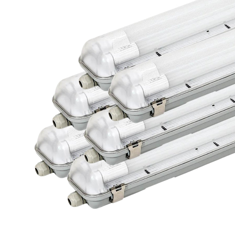 Kit de Réglette LED IP65 + 2 Tube Néon LED 120cm T8 18W (Pack de 6) - Silamp France