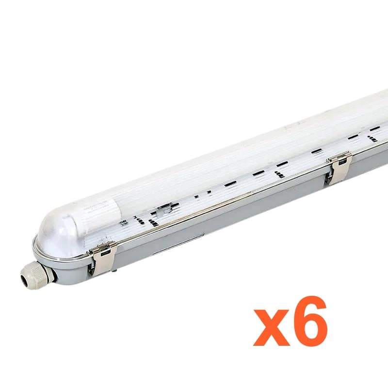 Kit de Réglette LED IP65 + Tube Néon LED 150cm T8 22W (Pack de 6) - Silamp France