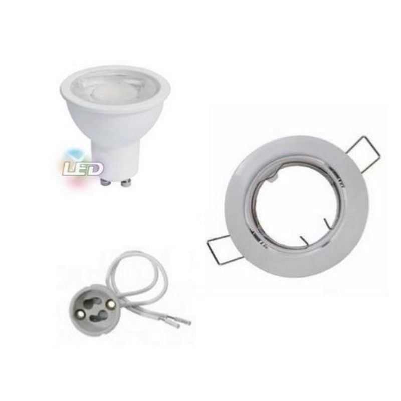 Kit Spot LED GU10 encastrable 8W Orientable Rond Blanc - Silamp France