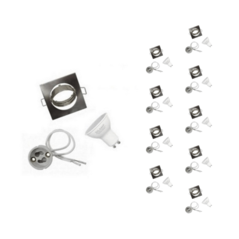 Kit Spot LED GU10 encastrable avec Ampoule LED 6W (Pack de 10) - Silamp France