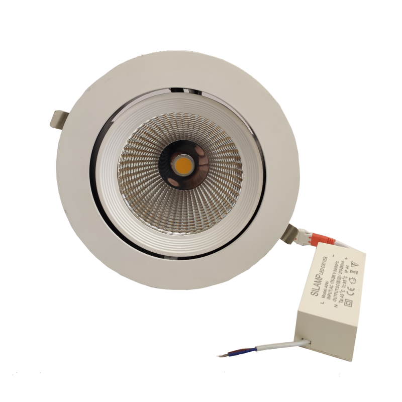 Spot LED Rond Encastrable Orientable BLANC 40W