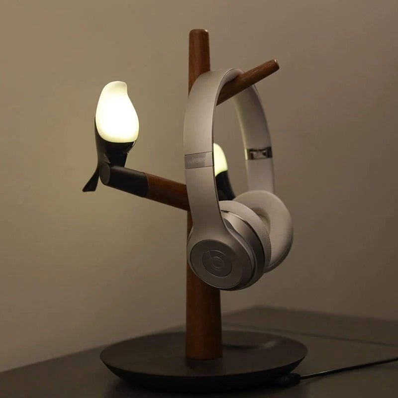 Lampe de Chevet Design Oiseau avec Chargeur Sans fil et Porte Accessoires - Silamp France