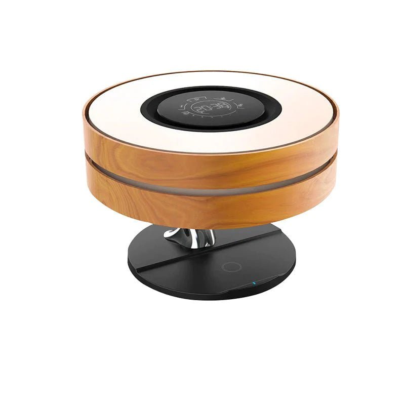 Lampe de Chevet Ronde "Horizon" avec Enceinte & Chargeur Sans fil - Dimmable Tactile - Silamp France