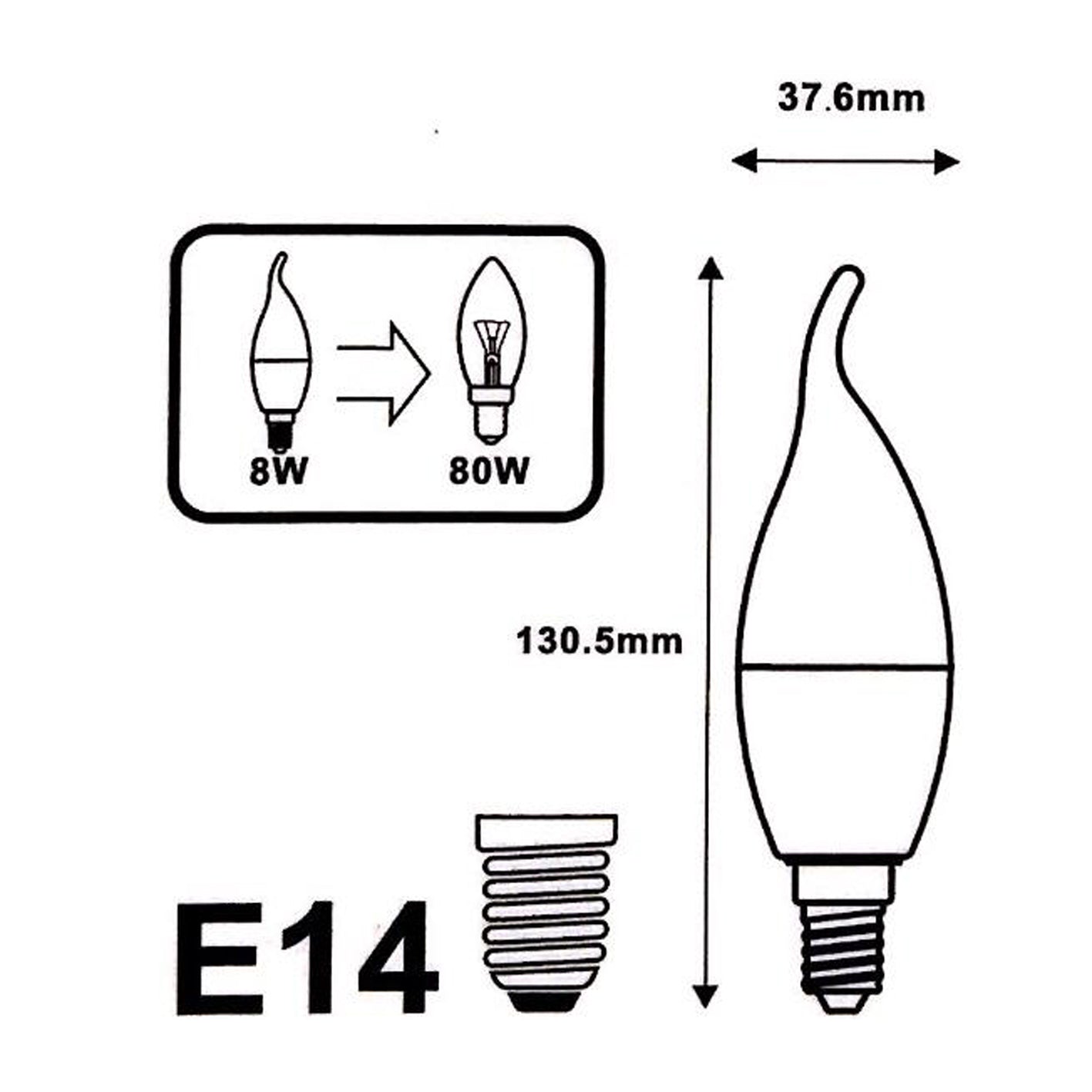 Ampoule LED E14 Flamme 8W 220V COB 300°