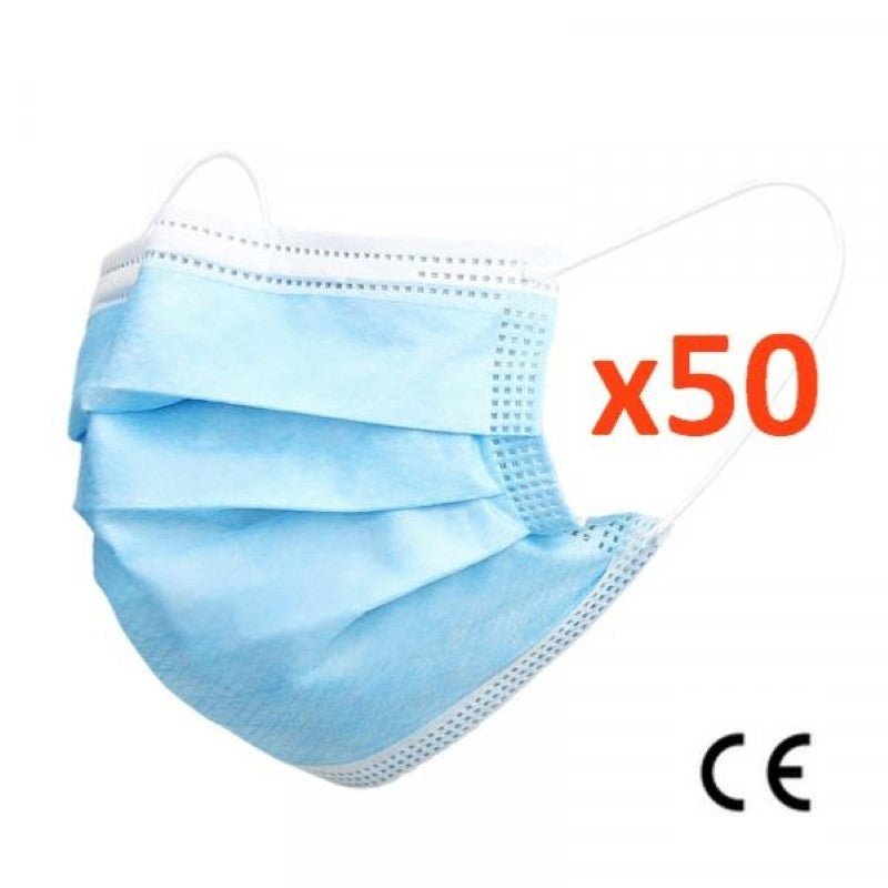 Masques Médicaux CE - Bleus 3 Plis jetables - Boîte de 50 - Silamp France