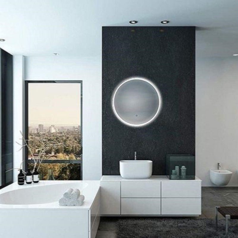 Miroir LED Rond 32W 58cm avec Interrupteur Tactile Cadre Blanc pour Salle de Bain - Silamp France