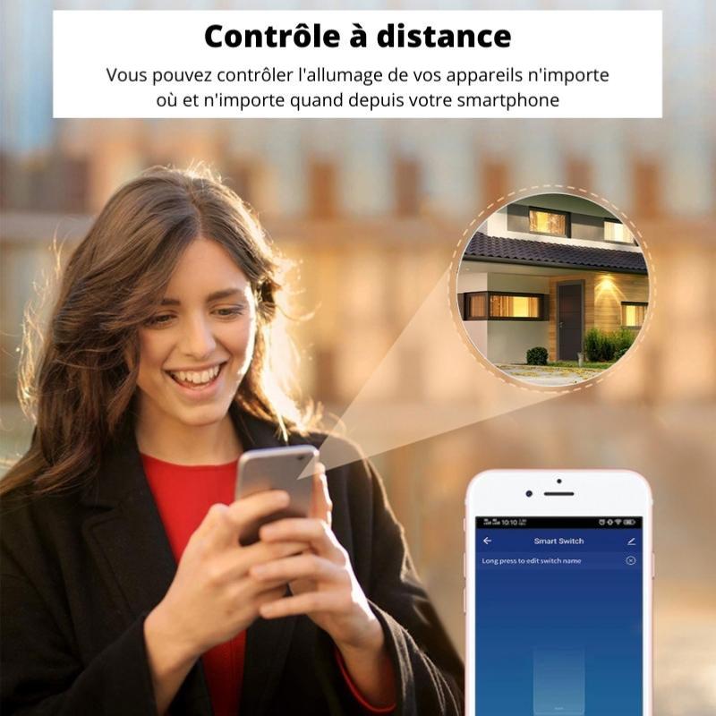 Module Double Interrupteur WiFi Noir - Silamp France