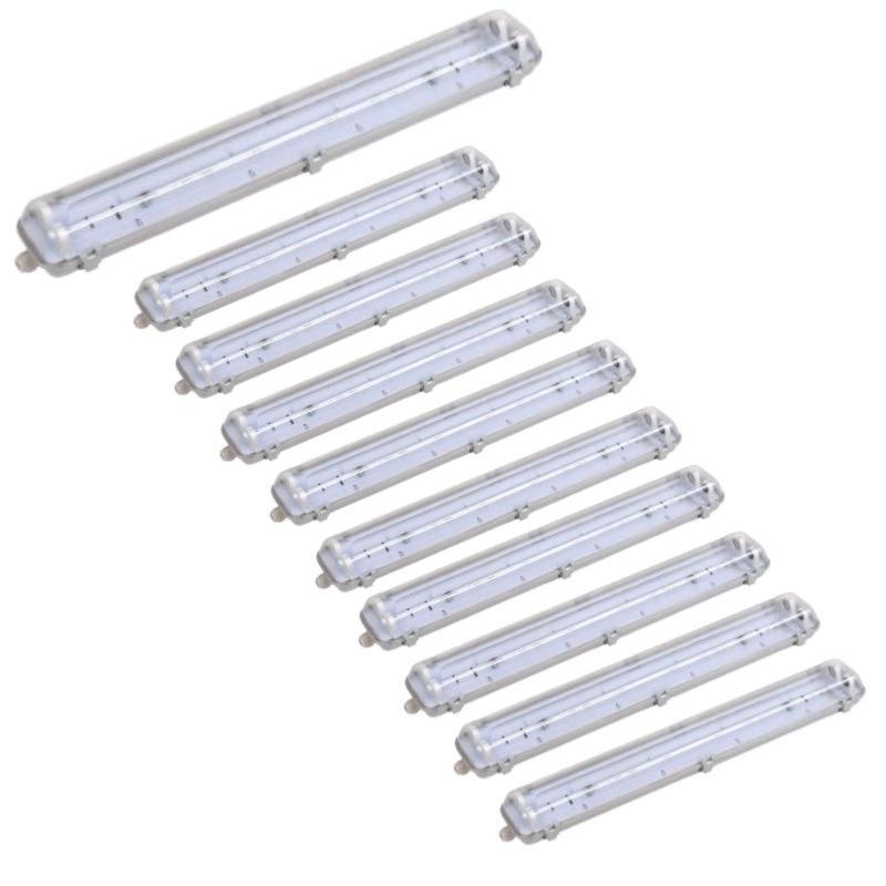 Pack de 10 - Réglette étanche double pour Tube LED T8 150cm IP65 (Boitier vide)