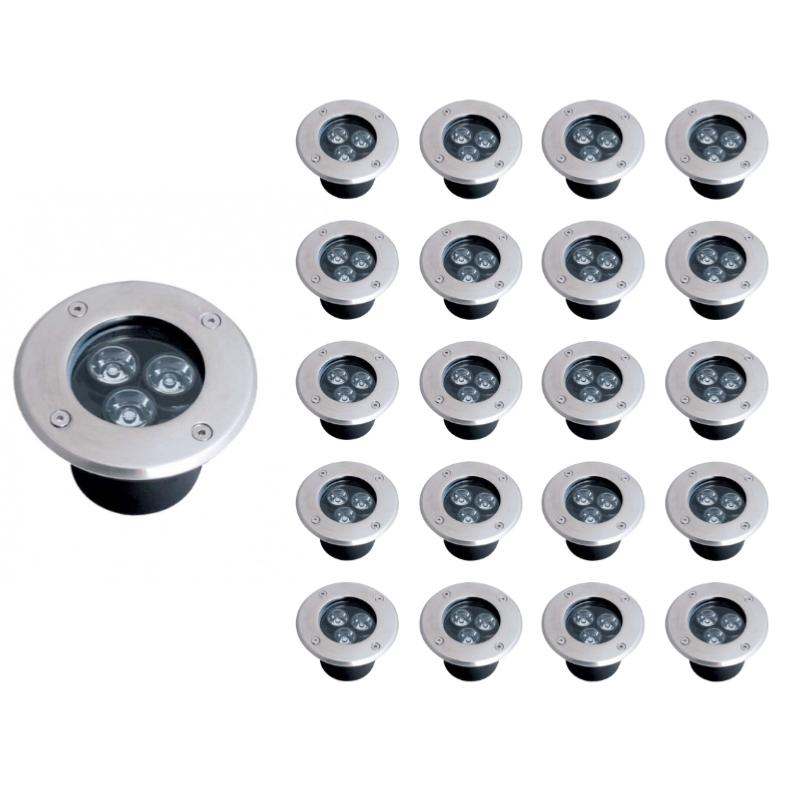 Spot LED Encastrable Extérieur IP65 220V Sol 3W 80° (Pack de 20)