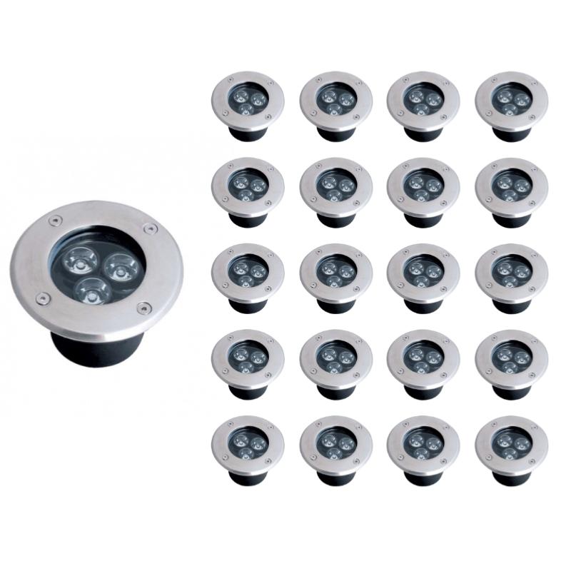 Spot LED Encastrable Extérieur IP65 220V Sol 3W 80° - Pack de 20