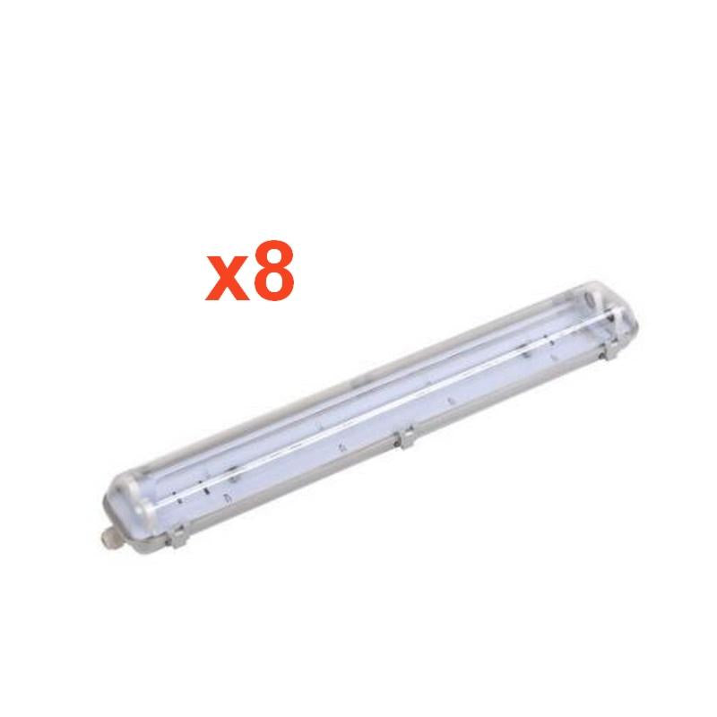 Réglette étanche double pour Tube LED T8 120cm IP65 (Boitier vide) (Pack de 8)