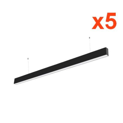 Réglette LED 120cmx7cm 36W Suspendue NOIR (Pack de 5)