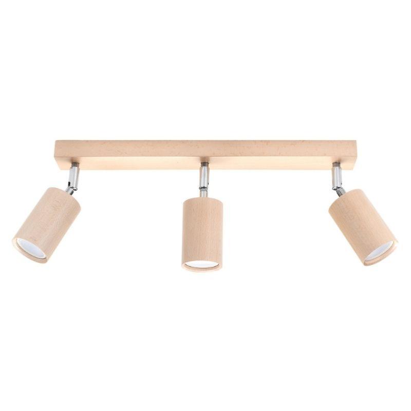 Plafonnier Bois Orientable pour 3 Ampoules GU10