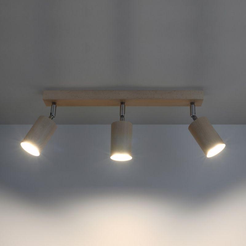 Plafonnier Bois Orientable pour 3 Ampoules GU10