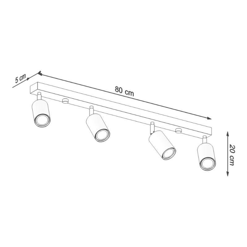 Plafonnier Bois Orientable pour 4 Ampoules GU10