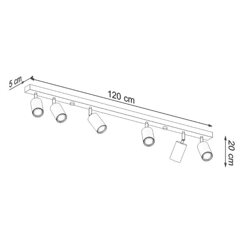 Plafonnier Bois Orientable pour 6 Ampoules GU10