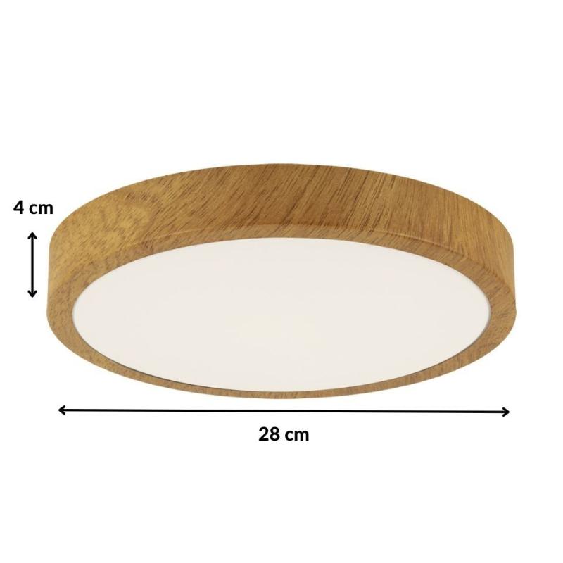 Plafonnier LED 18W Bois Chêne 28cm - Silamp France