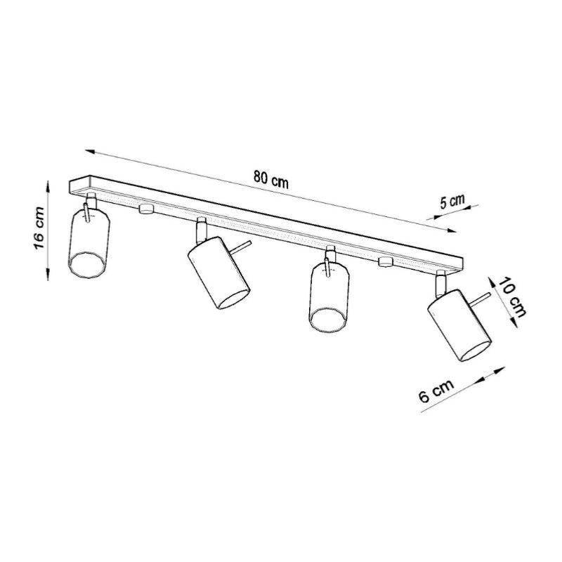 Plafonnier Spot Orientable Noir pour 4 Ampoules GU10