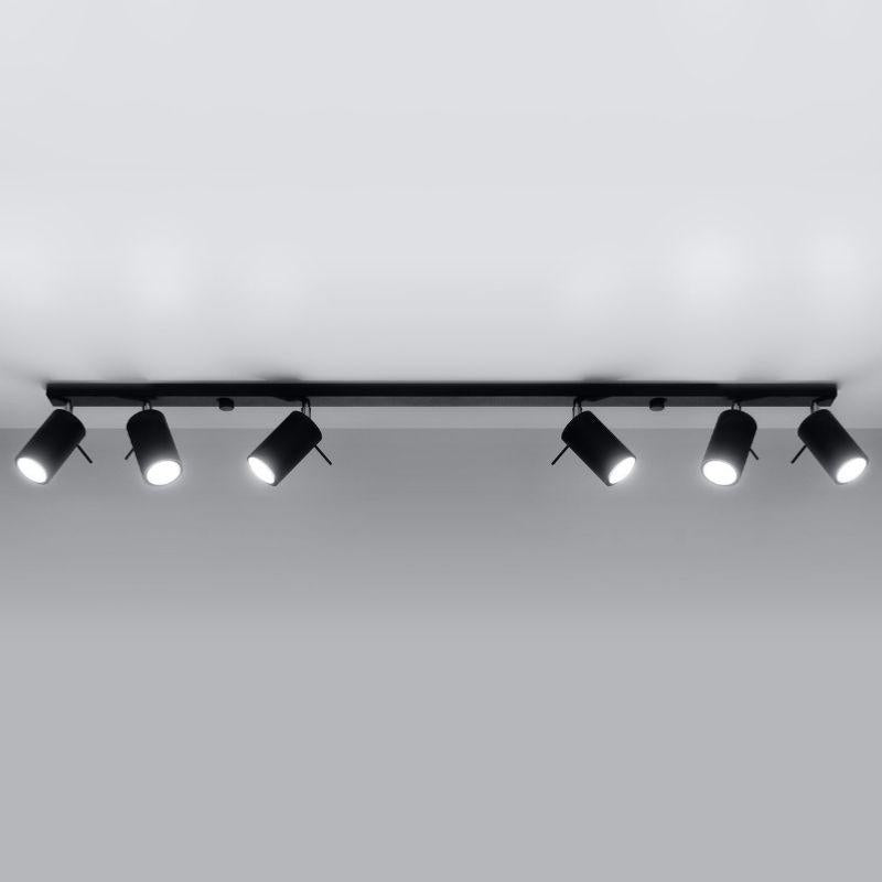 Plafonnier Spot Orientable Noir pour 6 Ampoules GU10