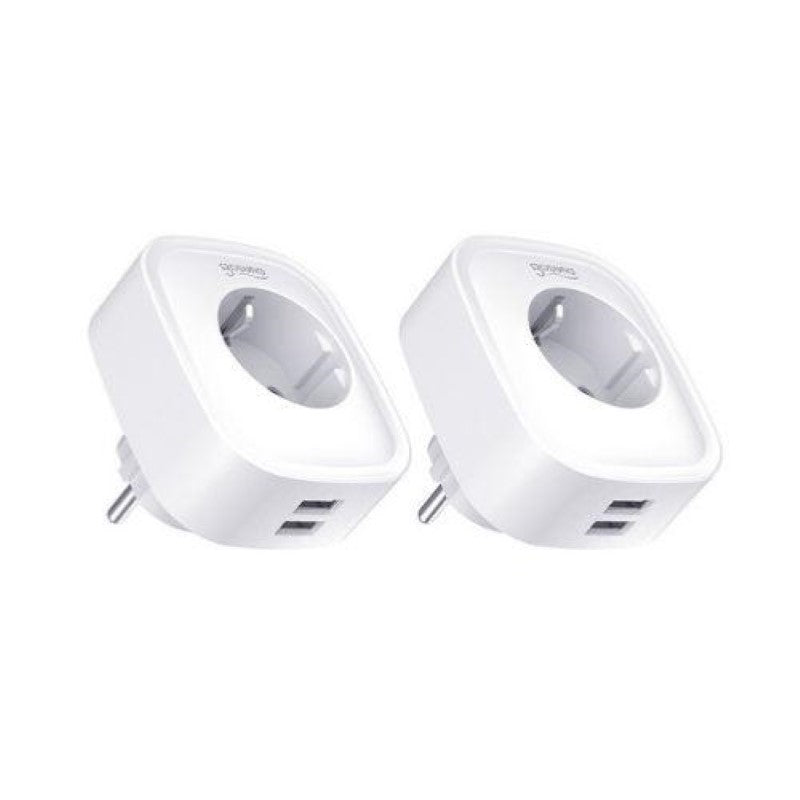 Prise Connectée Intelligente WiFi 2.4GHz 16A Blanche + 2 Ports USB 2.1A (Lot de 2) - Silamp France