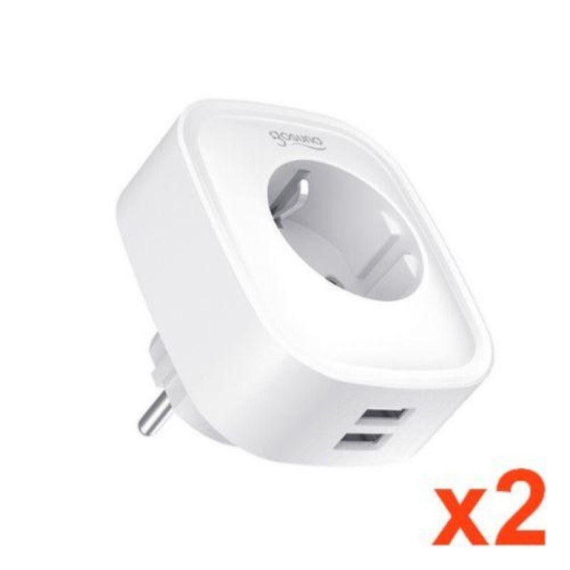 Prise Connectée Intelligente WiFi 2.4GHz 16A Blanche + 2 Ports USB 2.1A (Lot de 2) - Silamp France