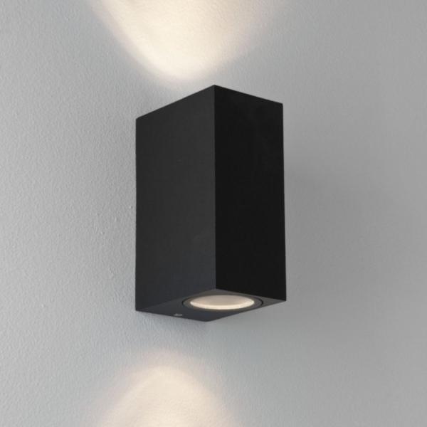 Applique Murale Noire LED IP44 double faisceau GU10 Carrée