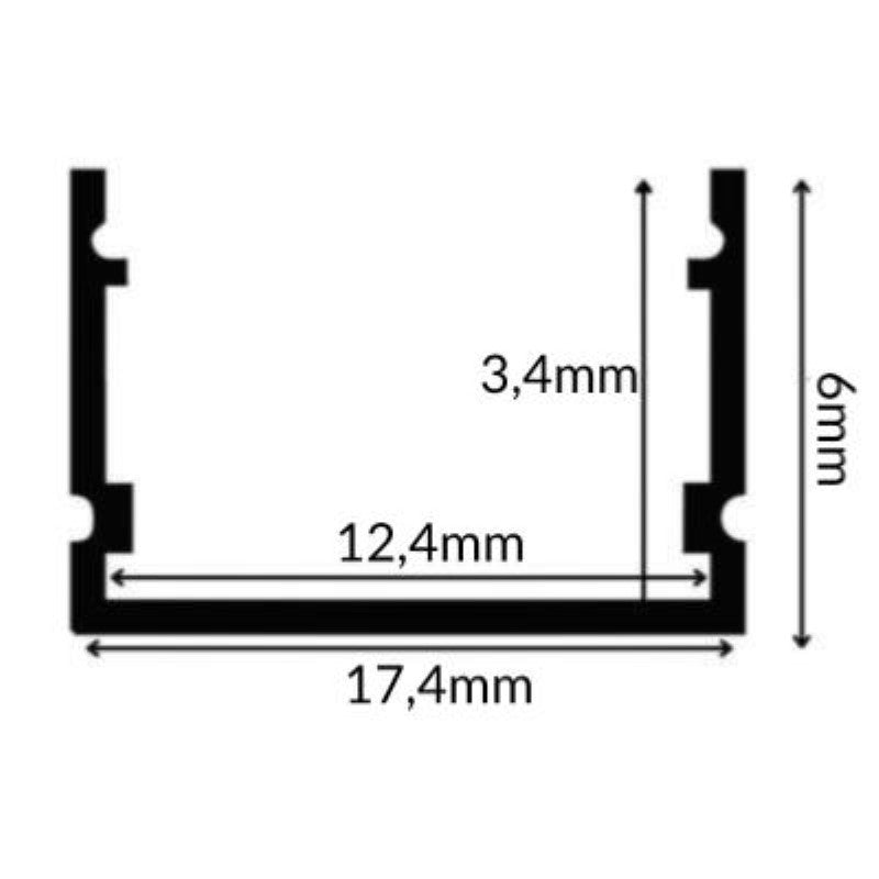 Profilé Aluminium 2m Noir pour Ruban LED - Cache Opaque Noir - Silamp France