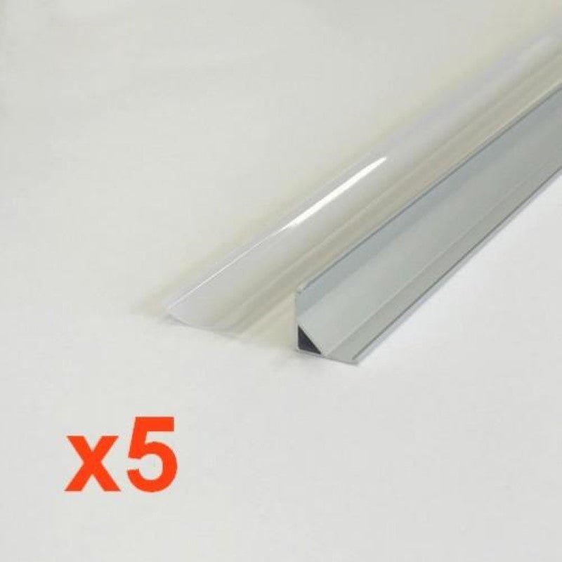 Profilé Aluminium Angle 1m pour Ruban LED Couvercle Blanc Opaque (Pack de 5) - Silamp France