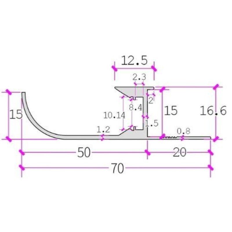 Profilé Aluminium Champagne 2m pour Ruban LED - Silamp France