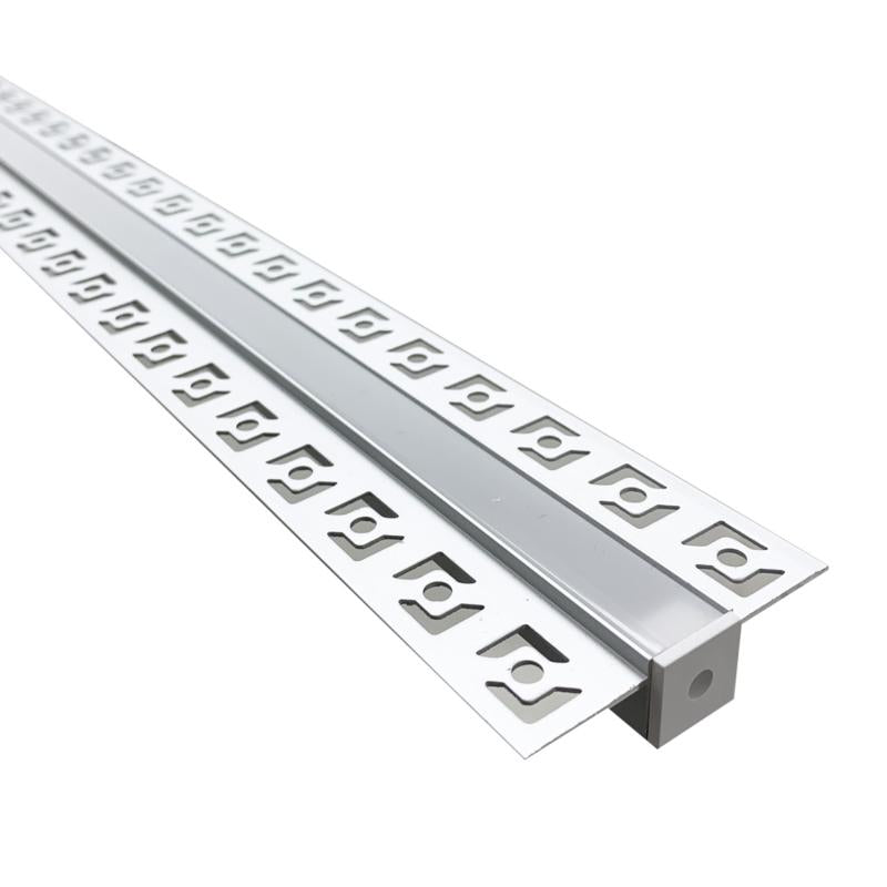 Profilé Aluminium encastrable 1m pour Ruban LED Couvercle Blanc Opaque - Silamp France