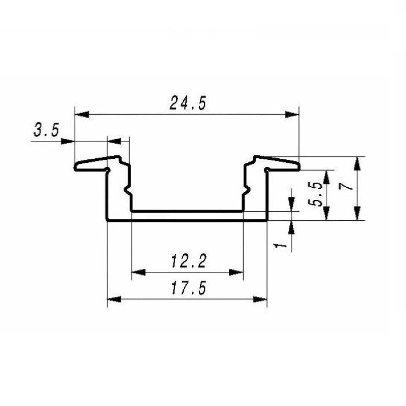 Profilé Aluminium encastré 1m pour Ruban LED Couvercle Blanc Opaque - Silamp France