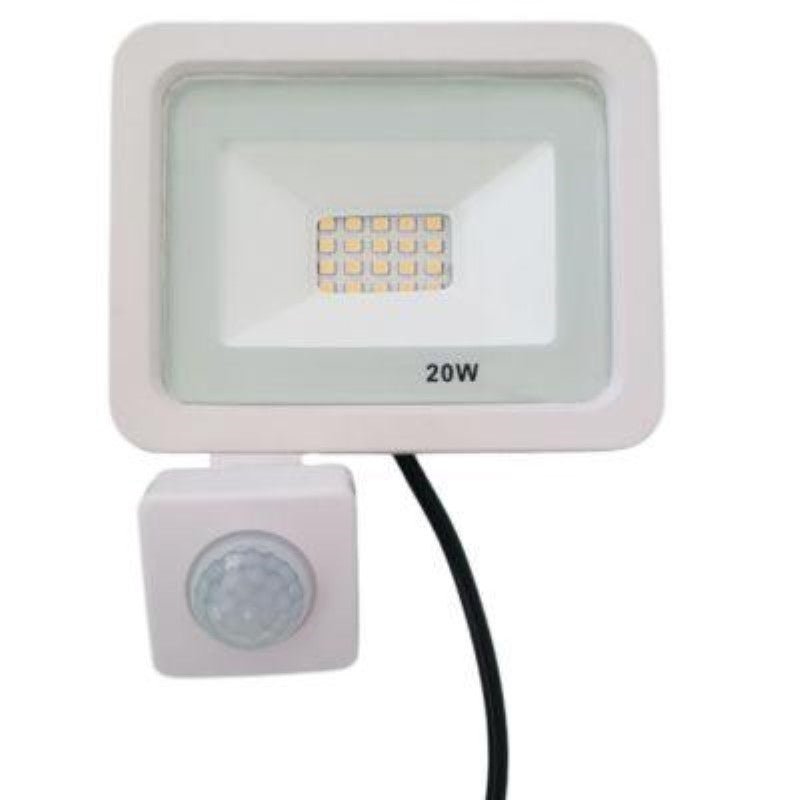 Projecteur LED Extérieur 20W IP65 avec Détecteur de Mouvement Crépusculaire BLANC - Silamp France