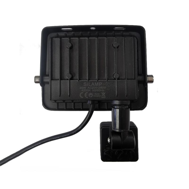 Projecteur LED Extérieur 20W IP65 NOIR avec Détecteur de Mouvement Crépusculaire (Pack de 10) - Silamp France