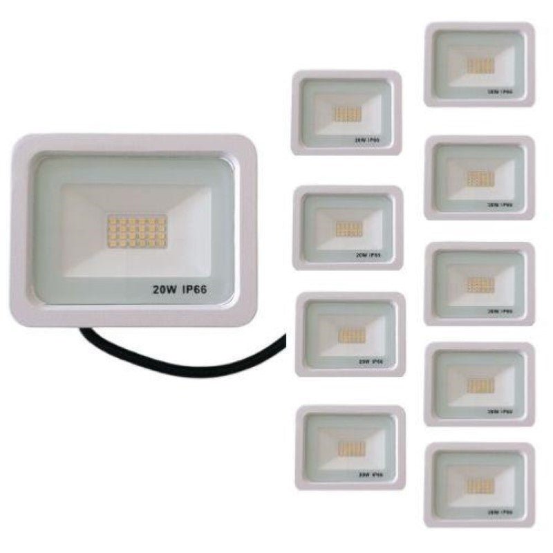 Projecteur LED Extérieur 20W IP66 BLANC (Pack de 10) - Silamp France